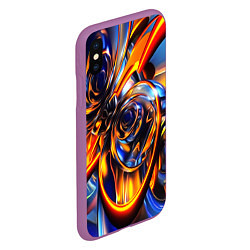 Чехол iPhone XS Max матовый Жидкие краски фрактал, цвет: 3D-фиолетовый — фото 2