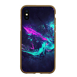 Чехол iPhone XS Max матовый Неоновые краски абстракция, цвет: 3D-коричневый