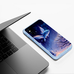 Чехол iPhone XS Max матовый Крылатая рыба - сюрреализм, цвет: 3D-голубой — фото 2