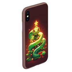 Чехол iPhone XS Max матовый Змея ёлка новогодняя, цвет: 3D-коричневый — фото 2