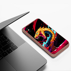 Чехол iPhone XS Max матовый Злая желтая змея, цвет: 3D-коричневый — фото 2