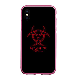 Чехол iPhone XS Max матовый Resident evil biohazard logo, цвет: 3D-малиновый