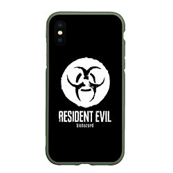 Чехол iPhone XS Max матовый Resident Evil umbrella corp logo, цвет: 3D-темно-зеленый