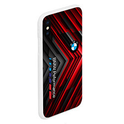 Чехол iPhone XS Max матовый BMW geometry stripes red, цвет: 3D-белый — фото 2