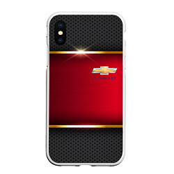 Чехол iPhone XS Max матовый Chevrolet metal auto, цвет: 3D-белый