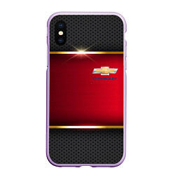 Чехол iPhone XS Max матовый Chevrolet metal auto, цвет: 3D-сиреневый