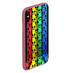 Чехол iPhone XS Max матовый Marshmello neon music dj, цвет: 3D-малиновый — фото 2