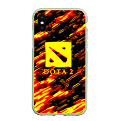 Чехол iPhone XS Max матовый DOTA2 огенный стиль текстура, цвет: 3D-салатовый