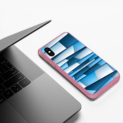 Чехол iPhone XS Max матовый Geometry line, цвет: 3D-малиновый — фото 2