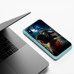 Чехол iPhone XS Max матовый Веном и Эдди, цвет: 3D-мятный — фото 2