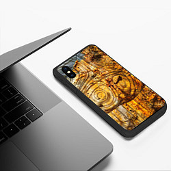 Чехол iPhone XS Max матовый Ацтек фрактал текстура, цвет: 3D-черный — фото 2