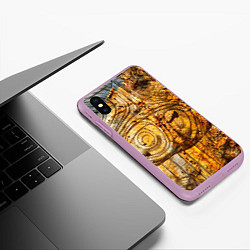 Чехол iPhone XS Max матовый Ацтек фрактал текстура, цвет: 3D-сиреневый — фото 2