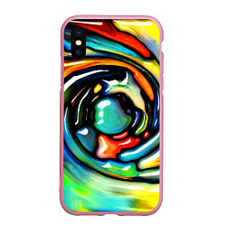 Чехол iPhone XS Max матовый Акварельные краски мозаика, цвет: 3D-розовый