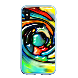 Чехол iPhone XS Max матовый Акварельные краски мозаика, цвет: 3D-голубой