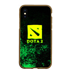 Чехол iPhone XS Max матовый DOTA2 кислотное лого краски, цвет: 3D-коричневый