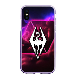 Чехол iPhone XS Max матовый The Elder Scrolls neon game, цвет: 3D-светло-сиреневый