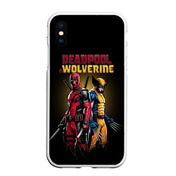 Чехол iPhone XS Max матовый Deadpool & Wolverine - film, цвет: 3D-белый