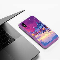 Чехол iPhone XS Max матовый Снежный вечер в городе, цвет: 3D-фиолетовый — фото 2