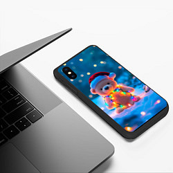 Чехол iPhone XS Max матовый Мишка в гирлянде, цвет: 3D-черный — фото 2