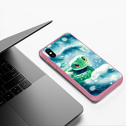 Чехол iPhone XS Max матовый Милая змейка на елочке, цвет: 3D-малиновый — фото 2