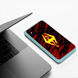 Чехол iPhone XS Max матовый The Elder Scrolls огненные краски, цвет: 3D-мятный — фото 2