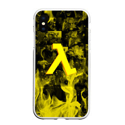 Чехол iPhone XS Max матовый Half life flame game, цвет: 3D-белый