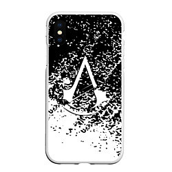 Чехол iPhone XS Max матовый Assassins Creed лого краски, цвет: 3D-белый