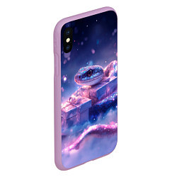 Чехол iPhone XS Max матовый Новогодняя магическая змея с подарками, цвет: 3D-сиреневый — фото 2