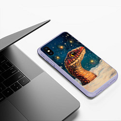 Чехол iPhone XS Max матовый Змея выползает наружу из сугроба, цвет: 3D-светло-сиреневый — фото 2