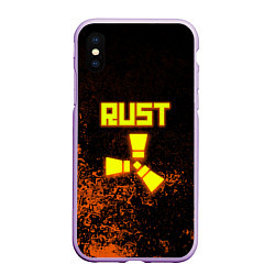 Чехол iPhone XS Max матовый RUST брызги красок лого, цвет: 3D-сиреневый