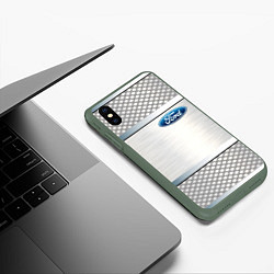 Чехол iPhone XS Max матовый FORD metal steel auto, цвет: 3D-темно-зеленый — фото 2