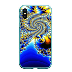 Чехол iPhone XS Max матовый Фрактальный психоделики узор, цвет: 3D-мятный