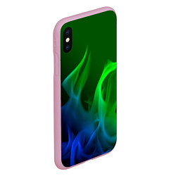 Чехол iPhone XS Max матовый Столкновение огней синий и зелёный, цвет: 3D-розовый — фото 2