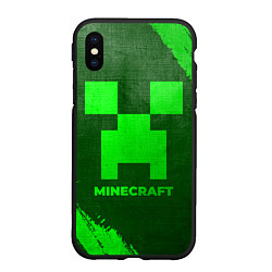 Чехол iPhone XS Max матовый Minecraft - green gradient, цвет: 3D-черный