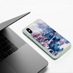 Чехол iPhone XS Max матовый Японская зима в сельской местности, цвет: 3D-салатовый — фото 2