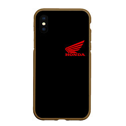 Чехол iPhone XS Max матовый Honda red logo auto steel, цвет: 3D-коричневый