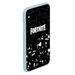 Чехол iPhone XS Max матовый Fortnite pattern black, цвет: 3D-голубой — фото 2