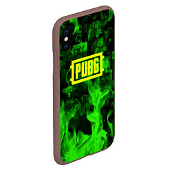 Чехол iPhone XS Max матовый PUBG green fire game, цвет: 3D-коричневый — фото 2