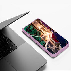 Чехол iPhone XS Max матовый Разноцветный мрамор вода, цвет: 3D-сиреневый — фото 2