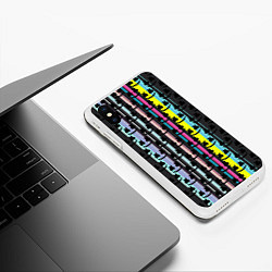 Чехол iPhone XS Max матовый Marshmello dj pattern line, цвет: 3D-белый — фото 2