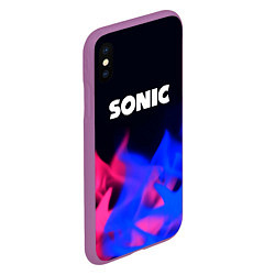 Чехол iPhone XS Max матовый Sonic neon flame, цвет: 3D-фиолетовый — фото 2