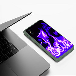 Чехол iPhone XS Max матовый Неоновый огненный стиль, цвет: 3D-темно-зеленый — фото 2