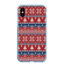 Чехол iPhone XS Max матовый New year pattern, цвет: 3D-голубой