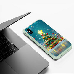 Чехол iPhone XS Max матовый Новогодняя объемная елочка, цвет: 3D-салатовый — фото 2