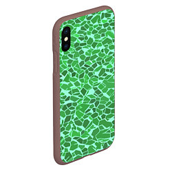 Чехол iPhone XS Max матовый Зелёные плитки на салатовом фоне, цвет: 3D-коричневый — фото 2