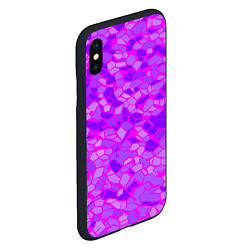 Чехол iPhone XS Max матовый Фиолетовые плитки на розовом фоне, цвет: 3D-черный — фото 2