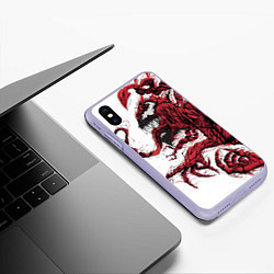 Чехол iPhone XS Max матовый Carnage - Symbiot, цвет: 3D-светло-сиреневый — фото 2