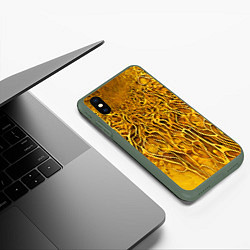 Чехол iPhone XS Max матовый Жёлтый симбионт абстракция, цвет: 3D-темно-зеленый — фото 2