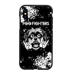 Чехол iPhone XS Max матовый Foo Fighters рок пес, цвет: 3D-черный