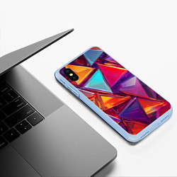 Чехол iPhone XS Max матовый Разноцветные треугольники 2, цвет: 3D-голубой — фото 2